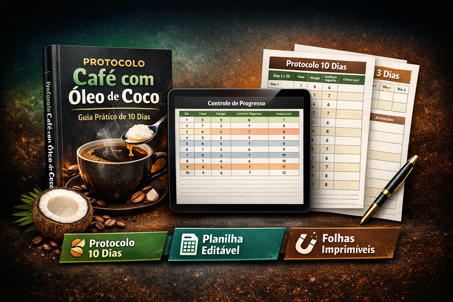 Mockup do Protocolo Café com Óleo de Coco